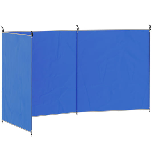 Brise-vue de camping avec 4 piquets en acier et sac de transport, paravent de plage 540 x 150 cm, bleu