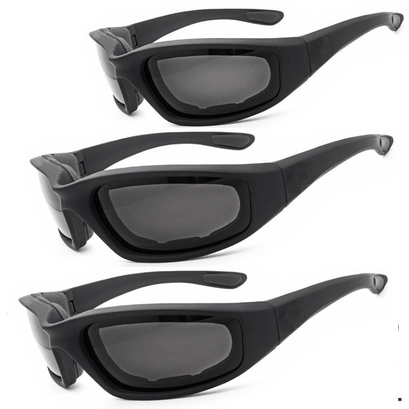 Cycling Sunglasses Chopper Outdoor Sports Glasses For Men Wrap Around UV400 Protection For Fishing Driving Glasses Windproof Gray Lens 3 Pack