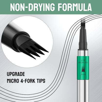 Microblading Eyebrow Pen, Waterproof Eye Brow Pen With 4 - Fork - Tip Liquid Bro