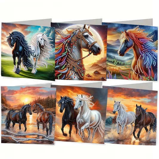 DIY Diamond Painting Kit Birthday Card Kit, Unique Animal And Horse Pattern Design, Water Diamond Diamond Painting Art Mosaic Postcards, Festival Cards Perfect For Families, Friends, And Lovers, Handm