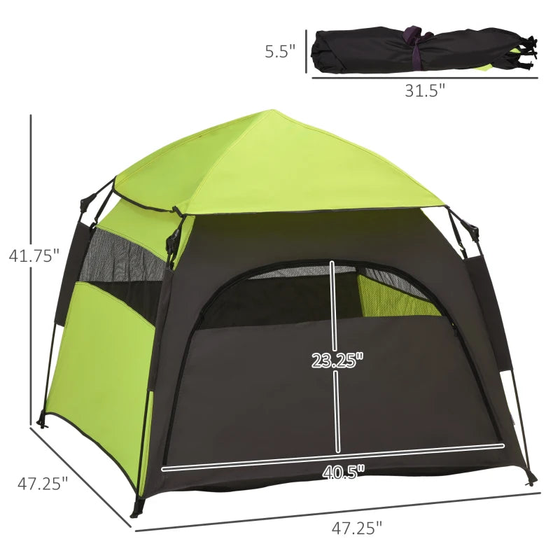 PawHut tente pop-up pour grands chiens, tente de camping portable pour animaux avec sac, verte