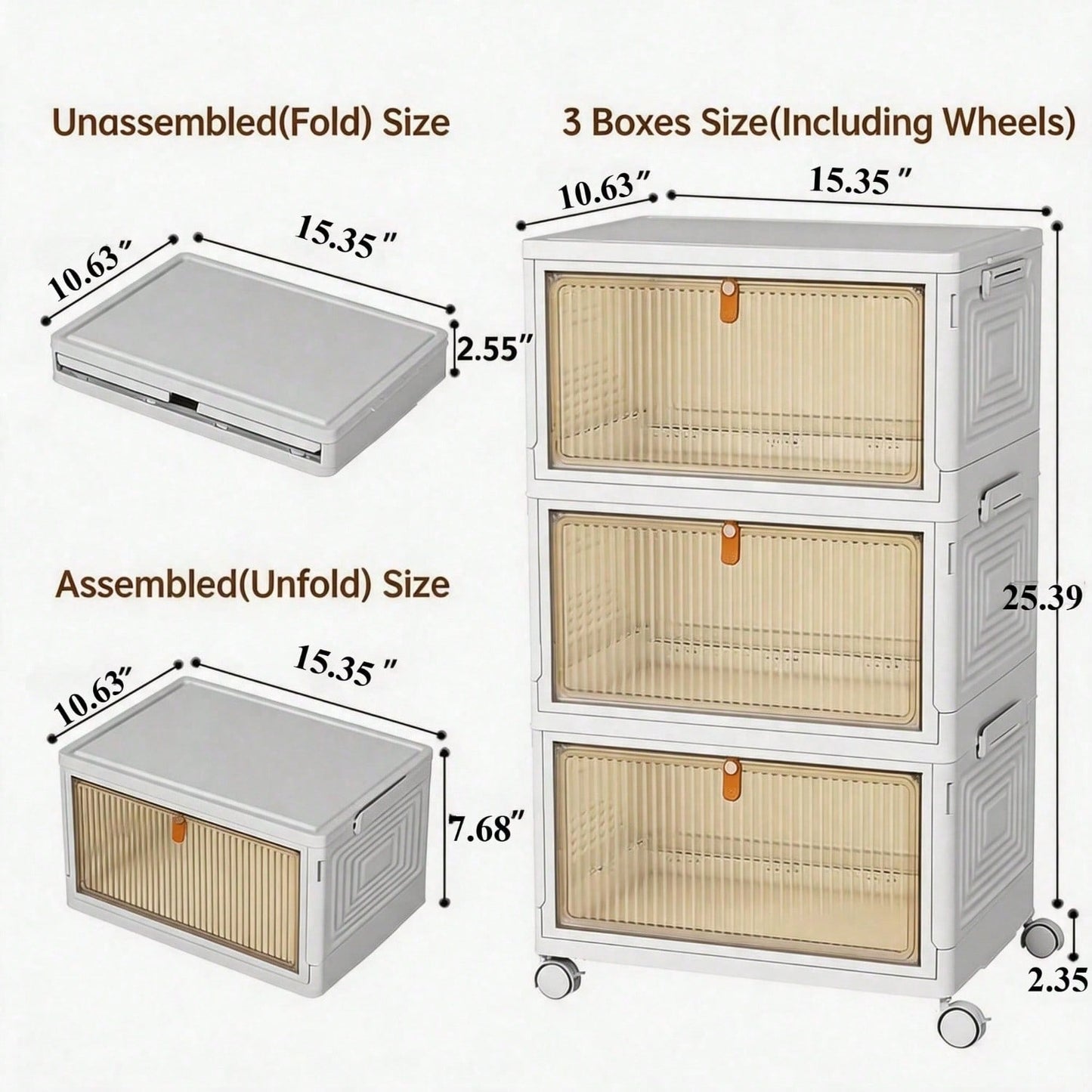 Foldable Stackable Pet Supplies Storage Bin With Wheels, Magnetic Door Collapsib