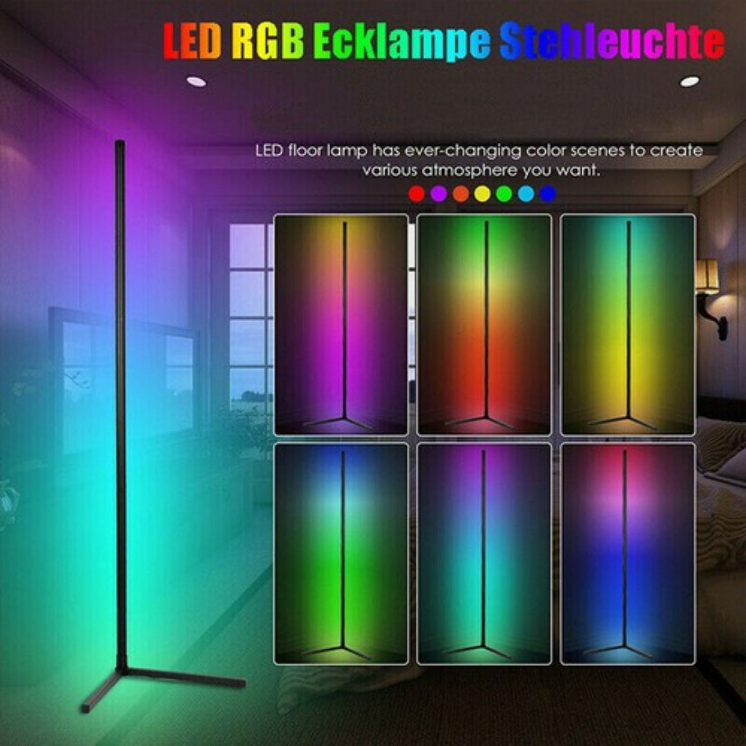 Lampadaire d'angle RGB 150 cm, LED Bluetooth avec télécommande