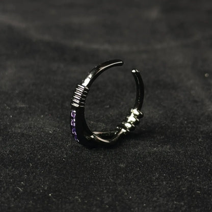 Bague Ouverte Cristal Violet Nouée Noire - Style Dark Tendance