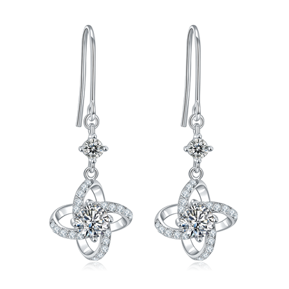 Boucles d'Oreilles Trèfle Argent S925 Moissanite 0.5ct