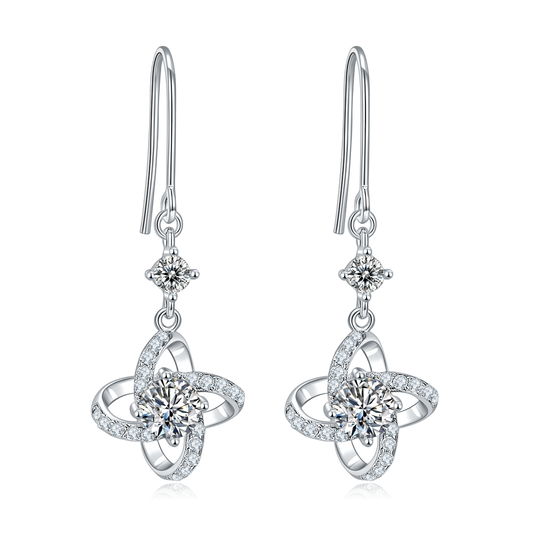 Boucles d'Oreilles Trèfle Argent S925 Moissanite 0.5ct