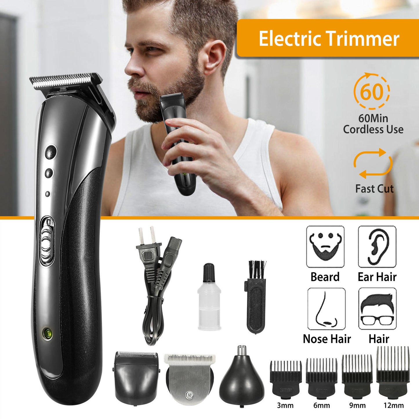 Men Electric Hair Clipper Trimmer For Father Day Gift Rechargeable Beard Shaver Razor Nose Trimmer Set