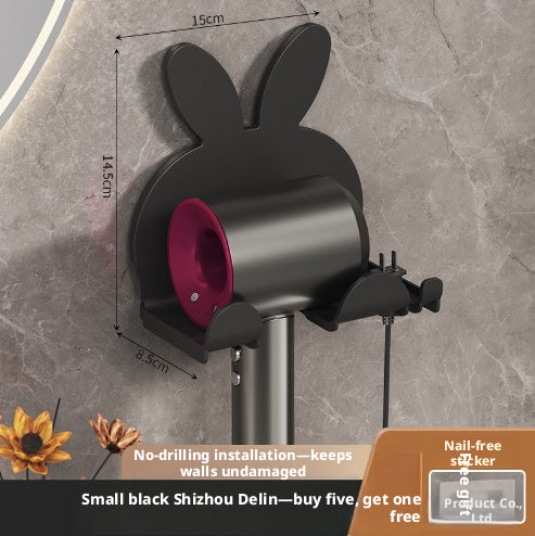 Hair dryer bracket-black single cylinder-1 pack
