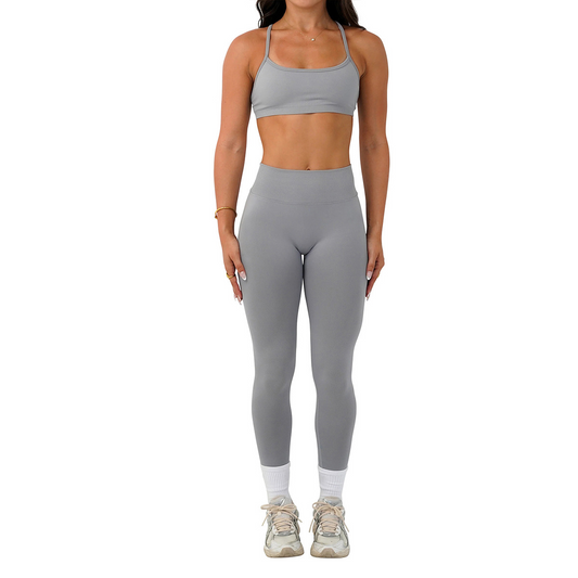 Seamless Tight Yoga Outfit With Back V Waist-Cinching Design, Slim-Fit Quick-Dry Gym Wear For Outdoor Running & Sports