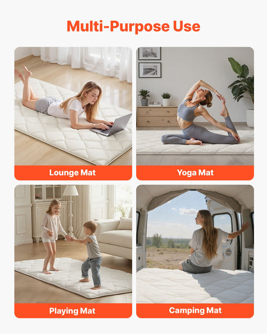 Japanese Tatami Mat, Twin Size Foldable Japanese Tatami Mattress, Futon Mattress With Storage Bag & Fastener, 9-Layer Floor Mat For Sleeping, Dormitory, Meditation, Yoga, 80 X 39 X 2.5 In, White