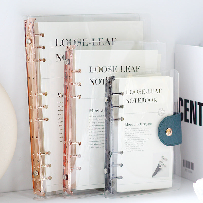 Simple Transparent Pvc Transparent Shell Loose Spiral Notebook Removable