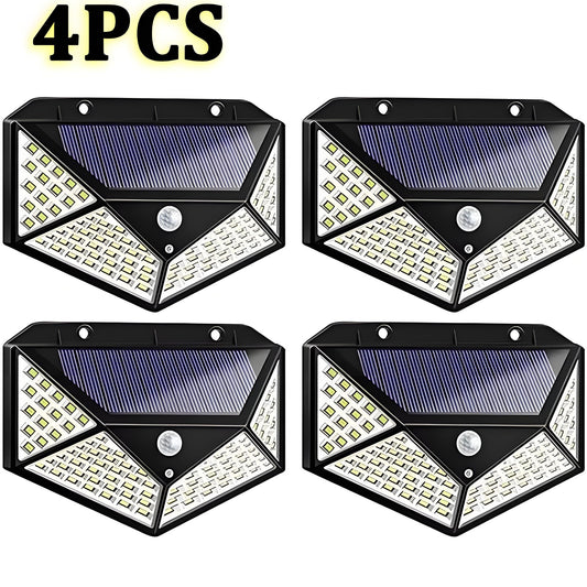 Solar Power PIR Motion Sensor Wall Lights 10 0 LED Outdoor Garden Security Lamp