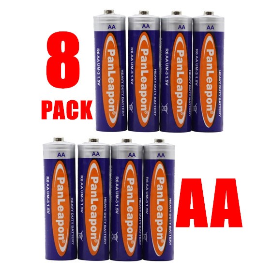 8x Longlife Power AA Battery 1.5V Zinc-Carbon AA Battery Multipurpose Batteries