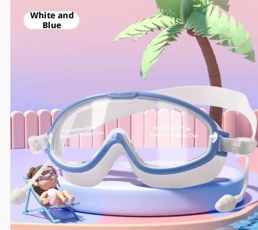 Children's swimming goggles--white--anti-skid-1 pc