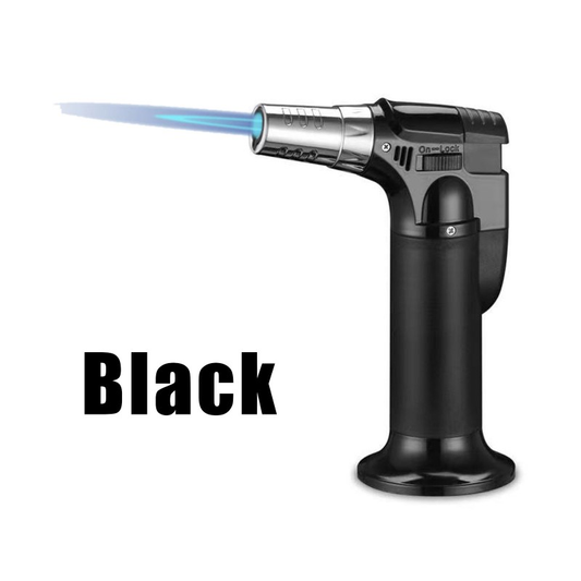 Black Direct-fired Cigar Torch Welding Gun, Barbecue Lighter, Ignition Device, Igniter Gun. Windproof And Adjustable Single Flame. Rechargeable. Ergonomic Design. Comfortable To Hold. Suitable For Bar
