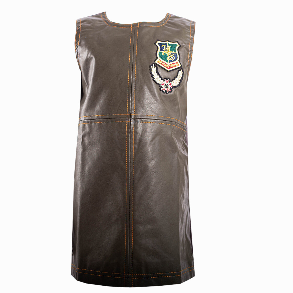 Girls PU Leather Dress Sleeveless A Line Mini Dress Kids Winter Party Dress 2