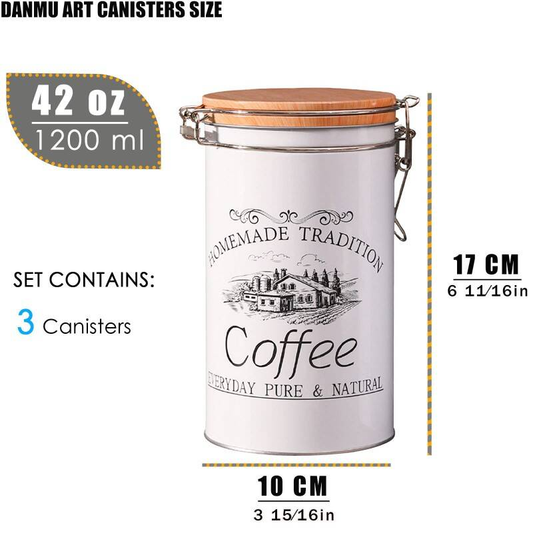 1,000ml 35OZ Tea Coffee Sugar Canisters Set Of 3