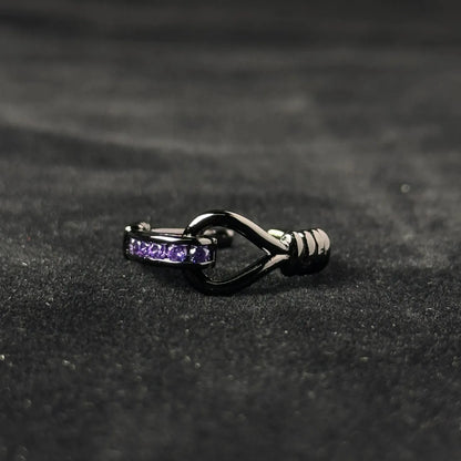 Bague Ouverte Cristal Violet Nouée Noire - Style Dark Tendance