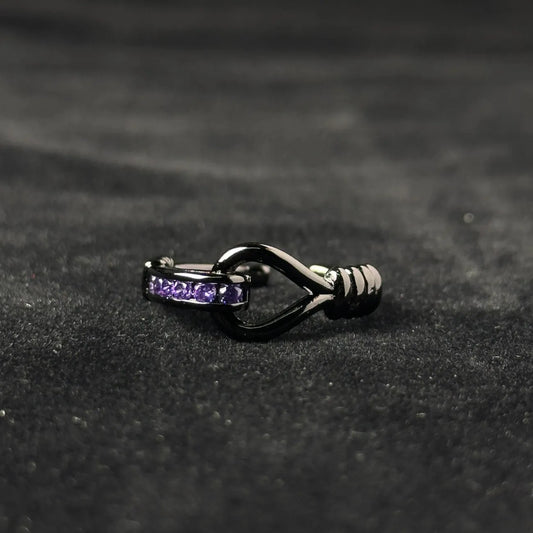 Bague Ouverte Cristal Violet Nouée Noire - Style Dark Tendance