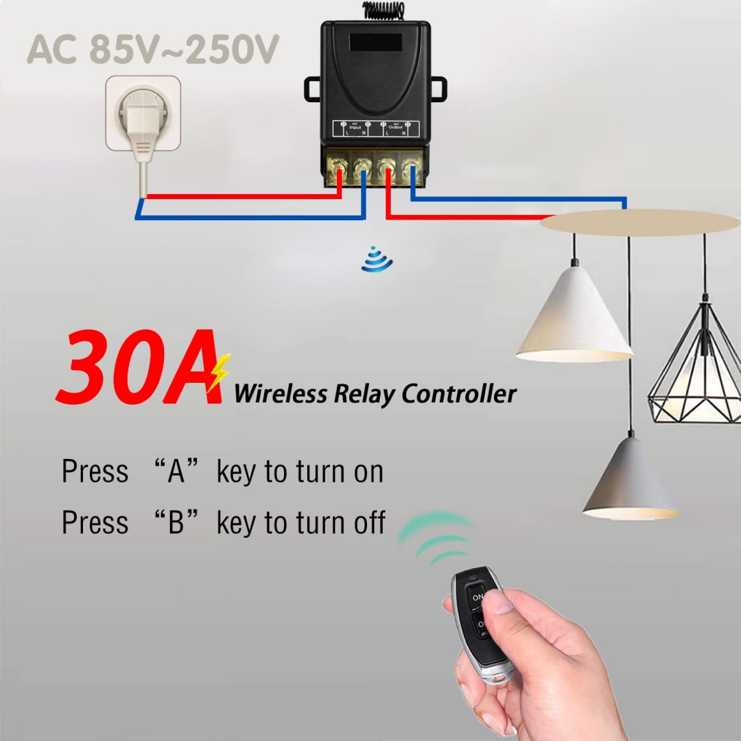 Télécommande Sans Fil 433 MHz - Relais 220V 30A