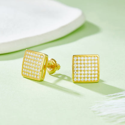 Boucles d'Oreilles Carrées Argent S925 Moissanite D VVS1
