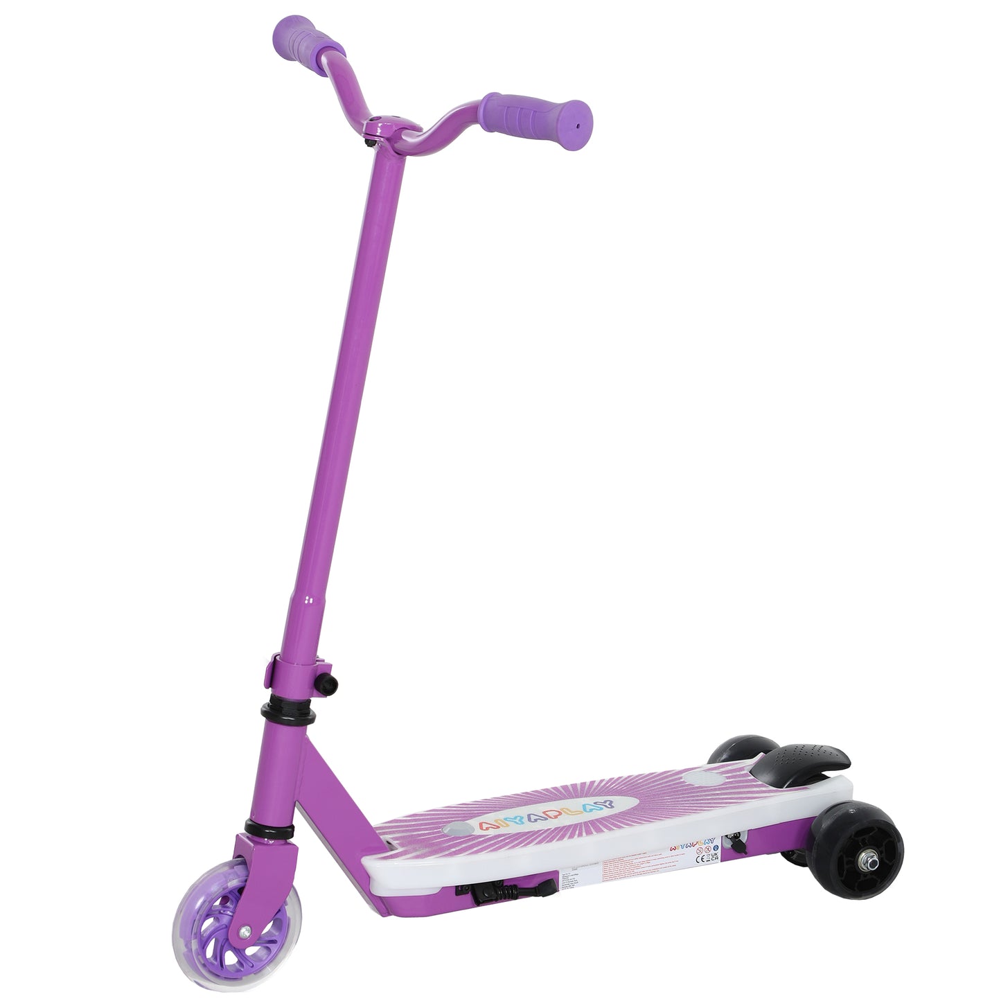 Electric Scooter For Kids Aged 4-7 Years, With Flashing LED Lights, Rear Auxiliary Wheels, Purple