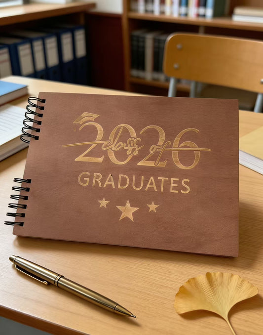 2026 Graduation Coil Notebook, Retro Wooden Cover Student Notepad