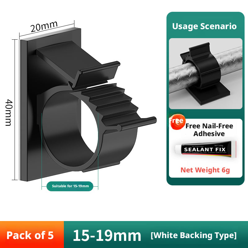 Punch-free Water Pipe Fixer-Black-Large [Five Pack]