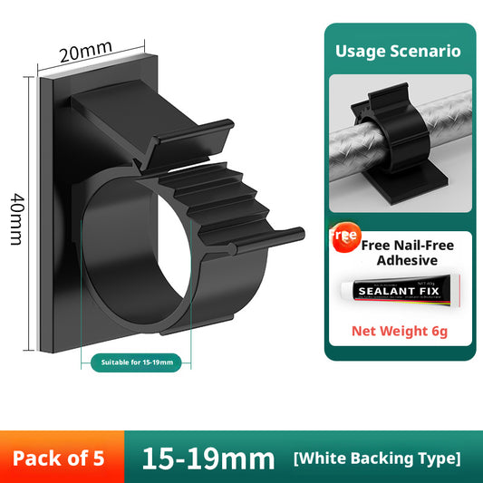Punch-free Water Pipe Fixer-Black-Large [Five Pack]