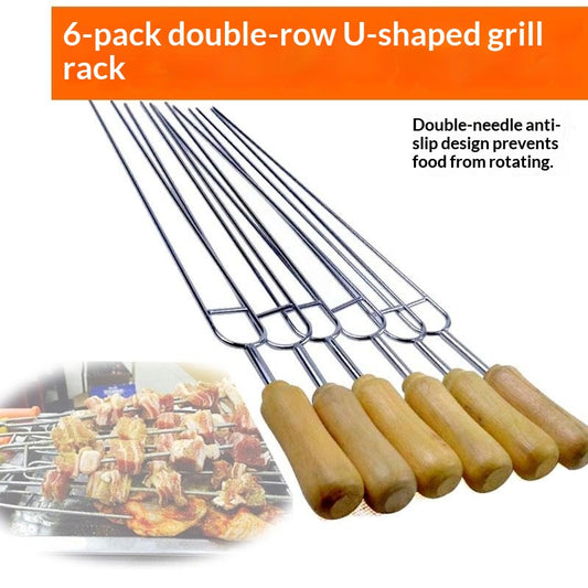 Heat-Resistant Barbecue Fork Stainless Steel U-Shaped Skewers