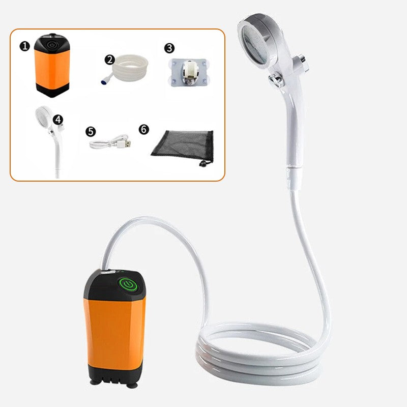 Douche de camping portable extérieure électrique rechargeable avec pompe