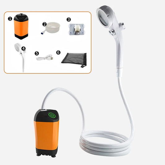 Douche de camping portable extérieure électrique rechargeable avec pompe
