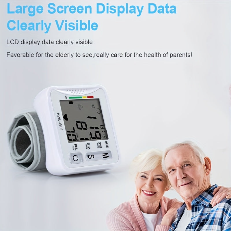 Wrist Blood Pressure Monitor, LCD Display, Audio Prompts, Adjustable Cuff, Irregular Heartbeat Detection, Easy To Use, Perfect For Elderly Care, For Medical And Home Use, Blood Pressure Monitor (without Batteries), Good Gift