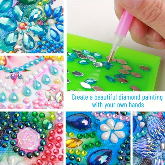 DIY Diamond Painting Kit Birthday Card Kit, Unique Flower Pattern Design, Rhinestone Diamond Painting Art Mosaic Postcards, Holiday Greeting Cards Perfect For Families, Friends, And Lovers, Handmade C