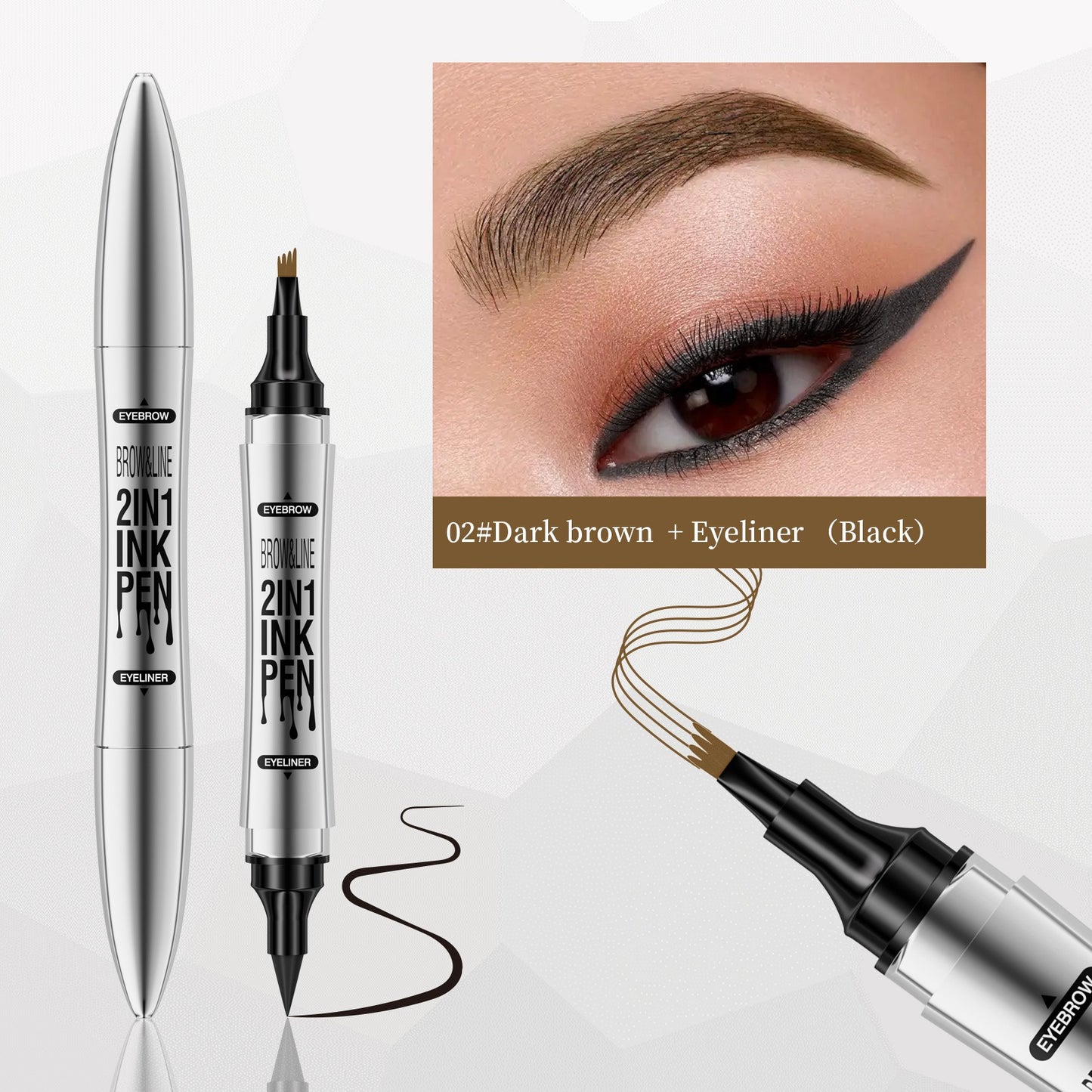 2 In 1 Microblading Eyebrow Pen, 4 Fork Tip, 3D Waterproof Magic Eyebrow Pencil