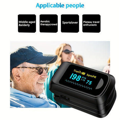 HEALTHTREE Pulse Oximeter Fingertip SpO2 Heart Rate Monitor - Blood Oxygen Saturation Monitor with LCD Display, Battery-Powered (AAA), Compact Design for Home, Travel & Aviation Use, Travel Health Tool, Modern Medical Device,