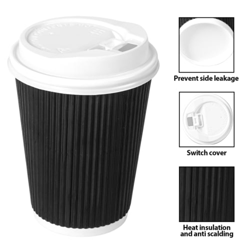 1 0 0pcs Disposable Coffee Cups With Lids 8OZ 12OZ 16OZ Thicken Paper Takeaway