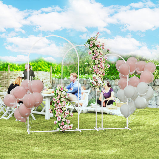Metal Arch Backdrop Stand Set of 3, 7/6.5/6 ft Wedding Arch Frame, Balloon Backdrop Arch Stand Set for Birthday Party, Bridal Shower, Graduation, Ceremony, Banquet Decorations, White