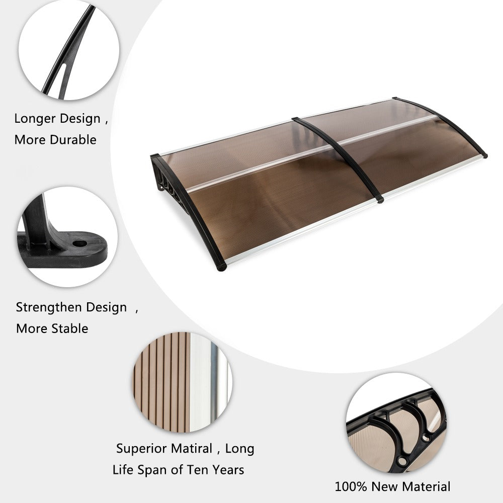 Auvent de Porte / Fenêtre 203x97cm - Polycarbonate Marron