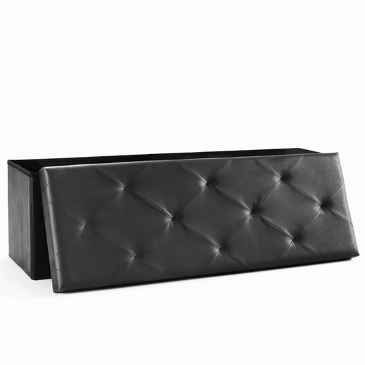 Pouf Coffre de Rangement Pliable 110cm - Repose-pieds