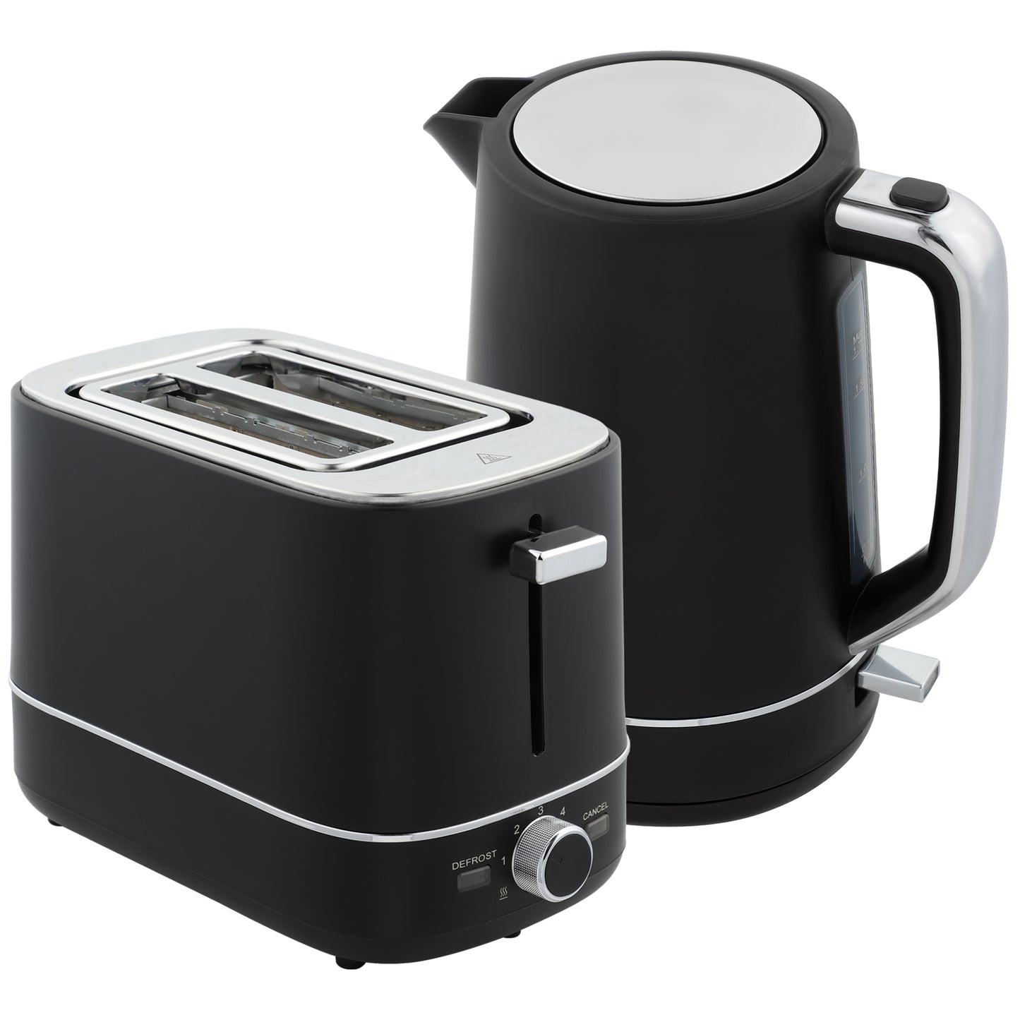 Set bouilloire et grille-pain, bouilloire 1,7 L 3000W ébullition rapide, grille-pain 2 tranches, noir