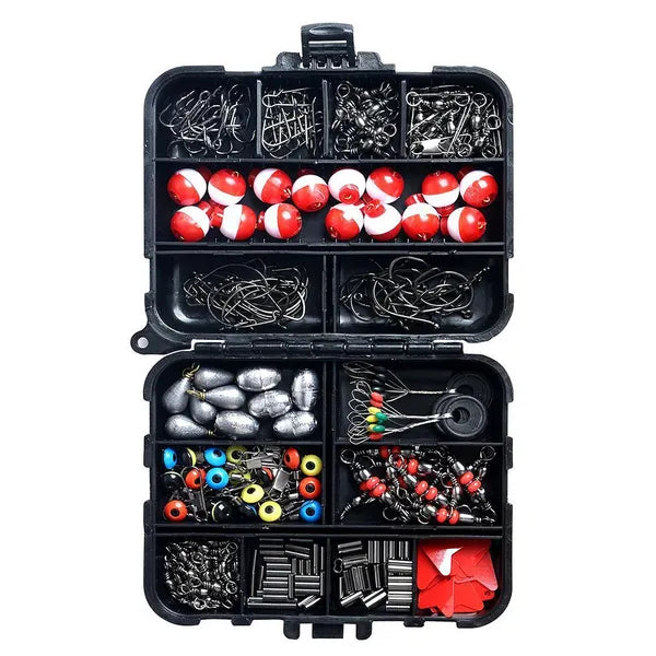 263pcs Outdoor Fishing Accessories Set With Tackle Box Including Plier Jig Hooks Sinker Weight Swivels Snaps Sinker Slides Kit