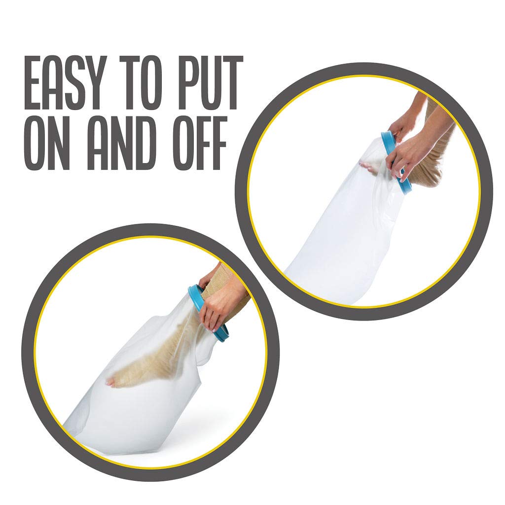 Medical king 100% Waterproof Cast Covers for Shower Leg 2pk Reusable Full Leg Cast Cover for Showering Cast Protector for Shower Leg Adult