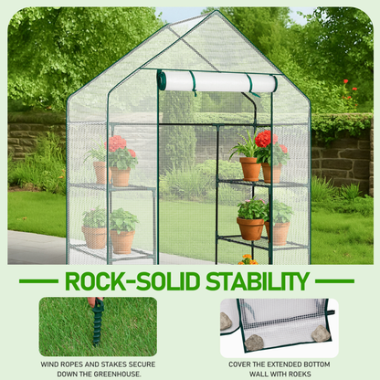 Mini Serre de Jardin avec Housse PE - 4 Étagères