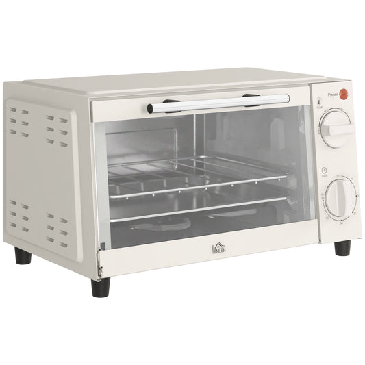 Mini four 9 L de comptoir avec grill, température réglable, minuterie, plateau et grille, 750W, crème
