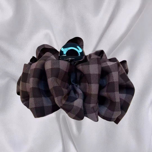 Vintage plaid grab clip-coffee plaid-fabric-1 piece