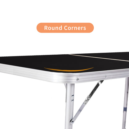 6ft 180 - 60cm Aluminum Alloy 3 - Fold Portable Folding Table, Adjustable Height
