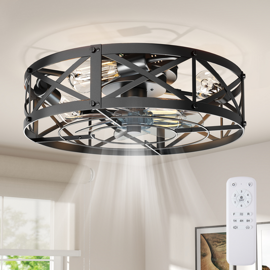 Ventilateur de plafond encastré avec éclairage LED, sans pales, télécommande
