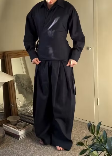 Men's Wrap Tie Shirt & Balloon Pants Set