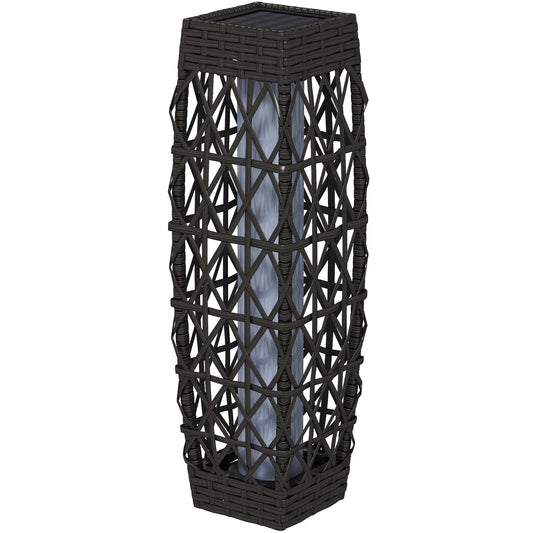 Rattan Außenleuchte, Solar Gartenlampe, Einschaltautomatik, LED, Wetterfest, Metallrahmen, 20 X 20 X 68cm, Grau